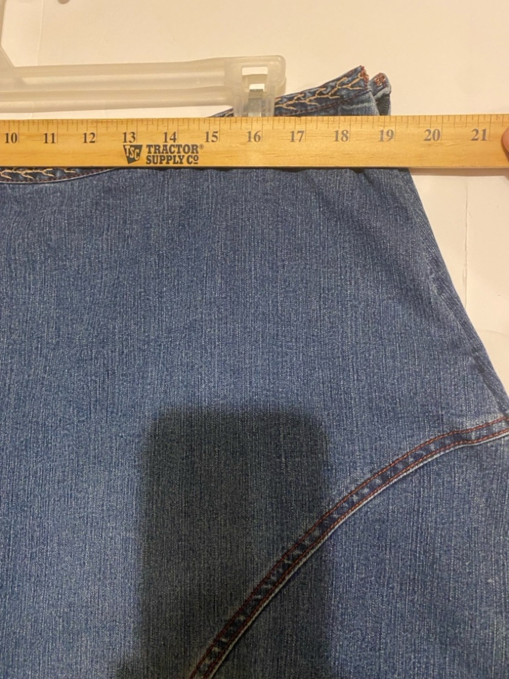 Stretch Denim Paneled A-line Flared Skirt 18W Blue - Picture 5 of 6